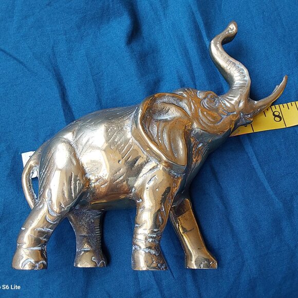 Large vintage brass elephant 19 cm high detailed - Picture 5 of 9